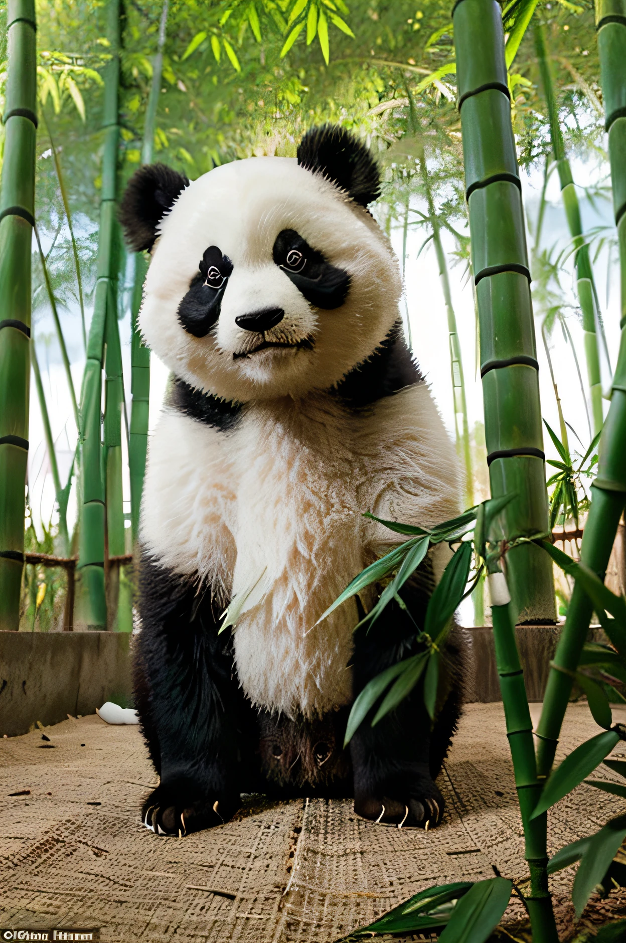 In a green bamboo bush,There was a chubby black and white panda sitting there。Its big eyes sparkle,Holding a piece of bamboo with concentration,Biting happily。One end of the bamboo is slightly concave,It's obviously the mark of a panda's strong bite.。
The panda's ears stand on top of its head,looks very cute。Its mouth is filled with green bamboo leaves,Looks a little satisfied。Bamboo pieces scattered everywhere,Showing that pandas are not just chewing bamboo,Still playing with it。Behind the bamboo bushes,Other pandas may be busy doing similar things,Or there is one lying lazily on the bamboo and taking a nap。
This scene is full of joy and childishness,Makes you smile。I hope this description can help you imagine a cute panda enjoying delicious bamboo!