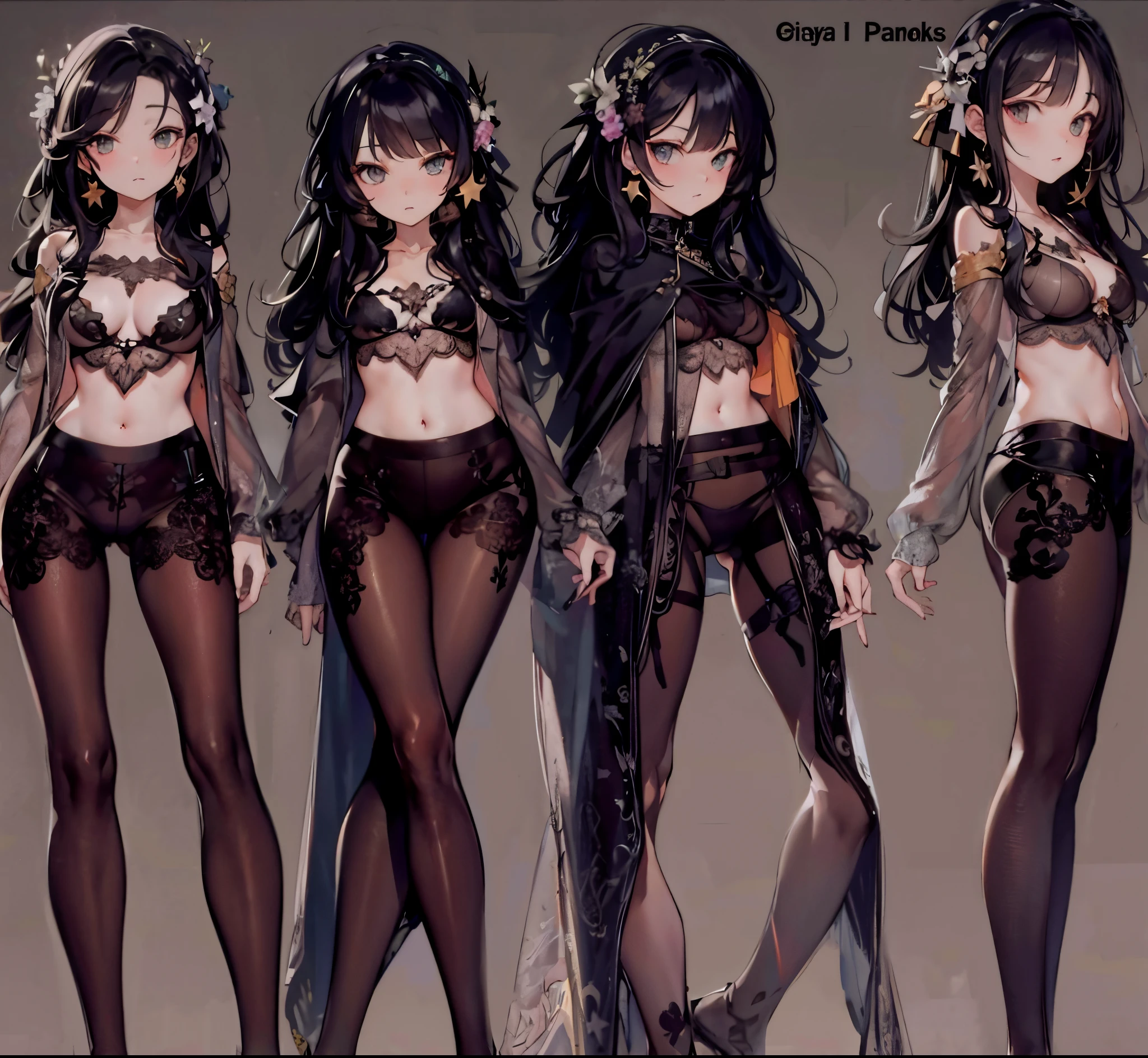 Long black hair,By bangs,Bigchest