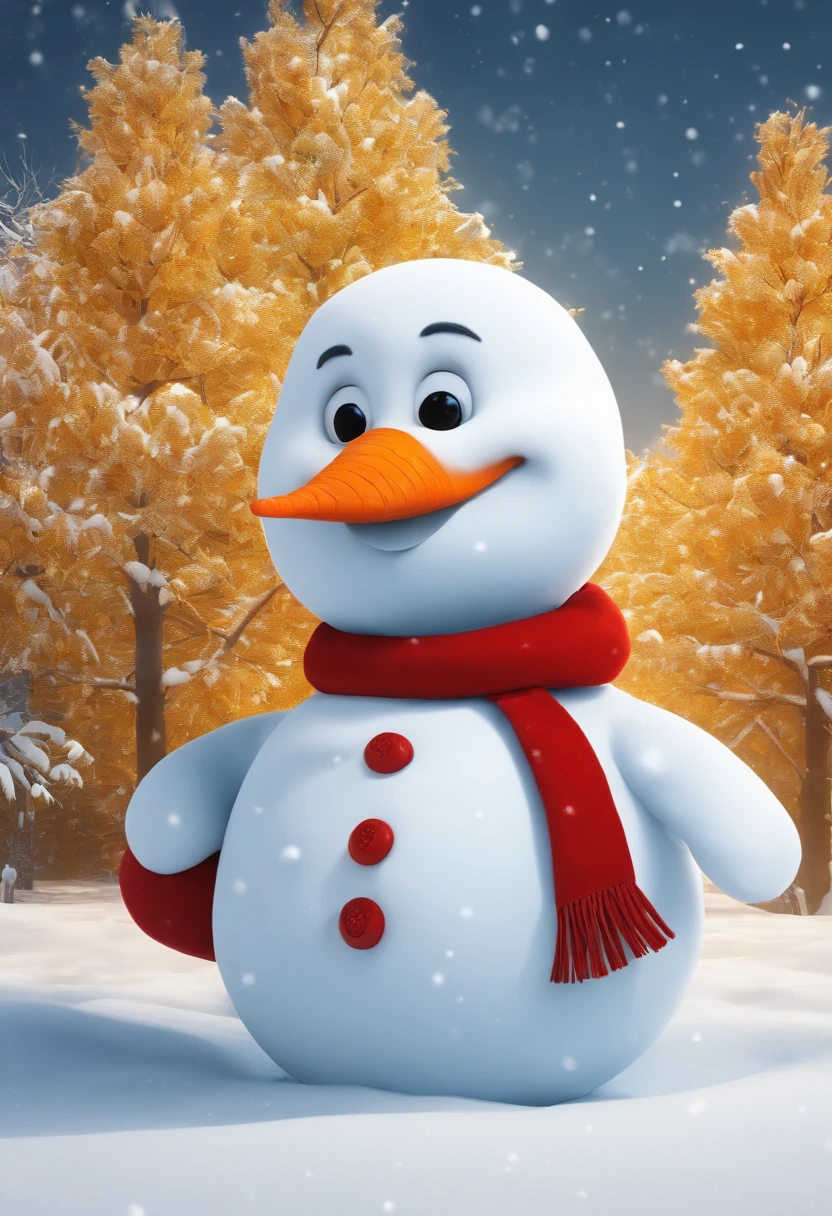 Build a snowman,Yellow leaves,White snow,Snowman red scarf,Carrot nose,chubbiness,The corners of his mouth smiled,anthropomorphic turtle,3D anime sexy