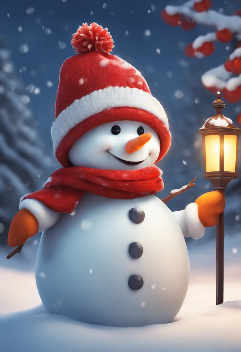 Build a snowman，Yellow leaves，White snow，Snowman red scarf，Carrot nose，chubbiness，The corners of his mouth smiled，anthropomorphic turtle，3D anime sexy