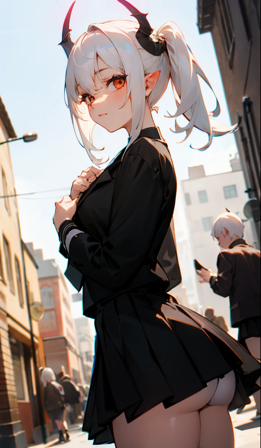 There was a girl in town,White hair,a skirt,succubi