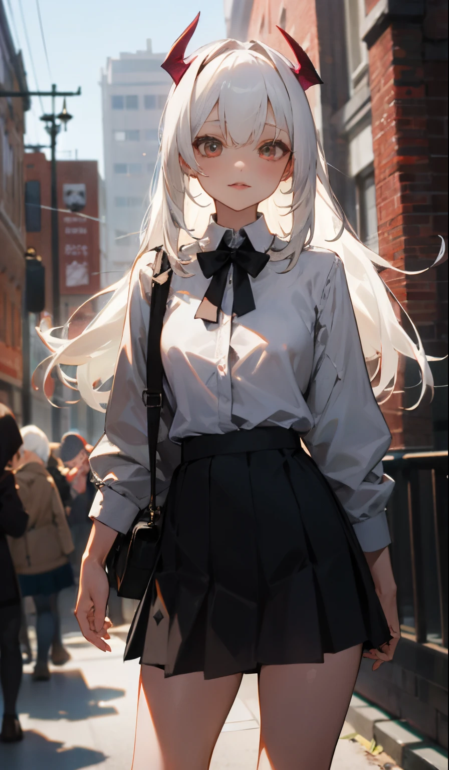 There was a girl in town,White hair,a skirt,succubi