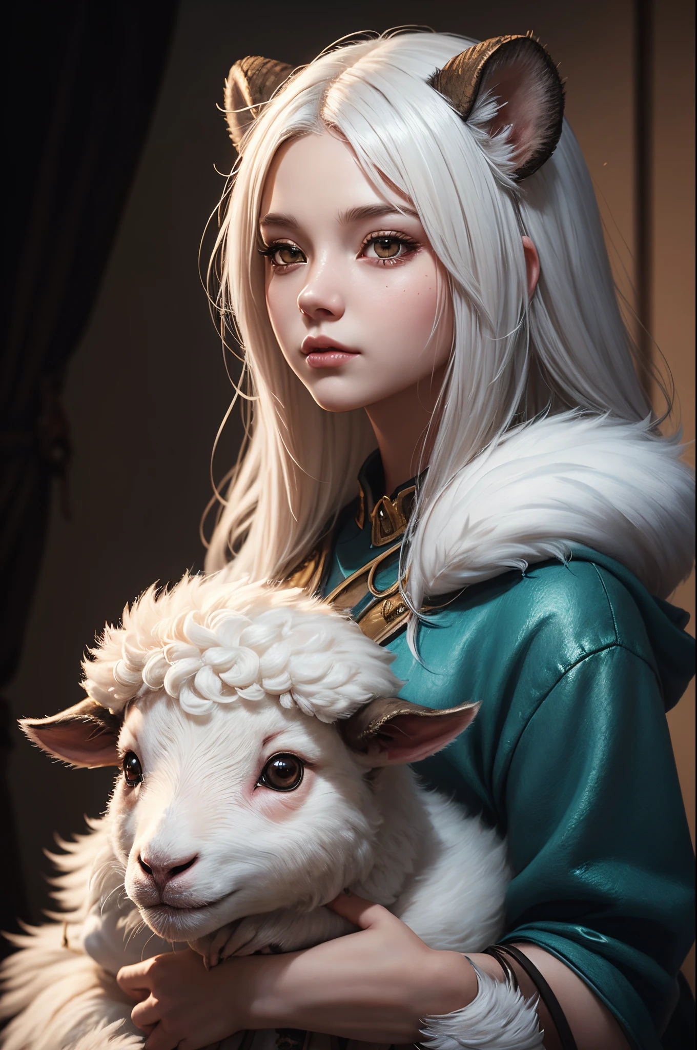 8K,white sheep(cute and adorable), Adorable Digital Painting, furry fantasy art, super detailed fantasy characters, children's art in artstation, wlop and ross tran, realistic fantasy render, Artstation contest winner, wojtek fus, wlop art, marmoset render, furry character portrait, wlop |, inspired by WLOP,beast