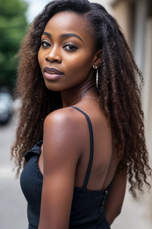 Beautiful dark light-skinned woman with a long kinky afro hairstyle, Front photo of the influencer looking at the camera with her hands crossed and bent in front of her, Almost no emotion. Watch directly on camera. Arms are crossed in the front round rib cage,Leggings unis noir, Adjustment
In its manufacturing office (with a hot press).