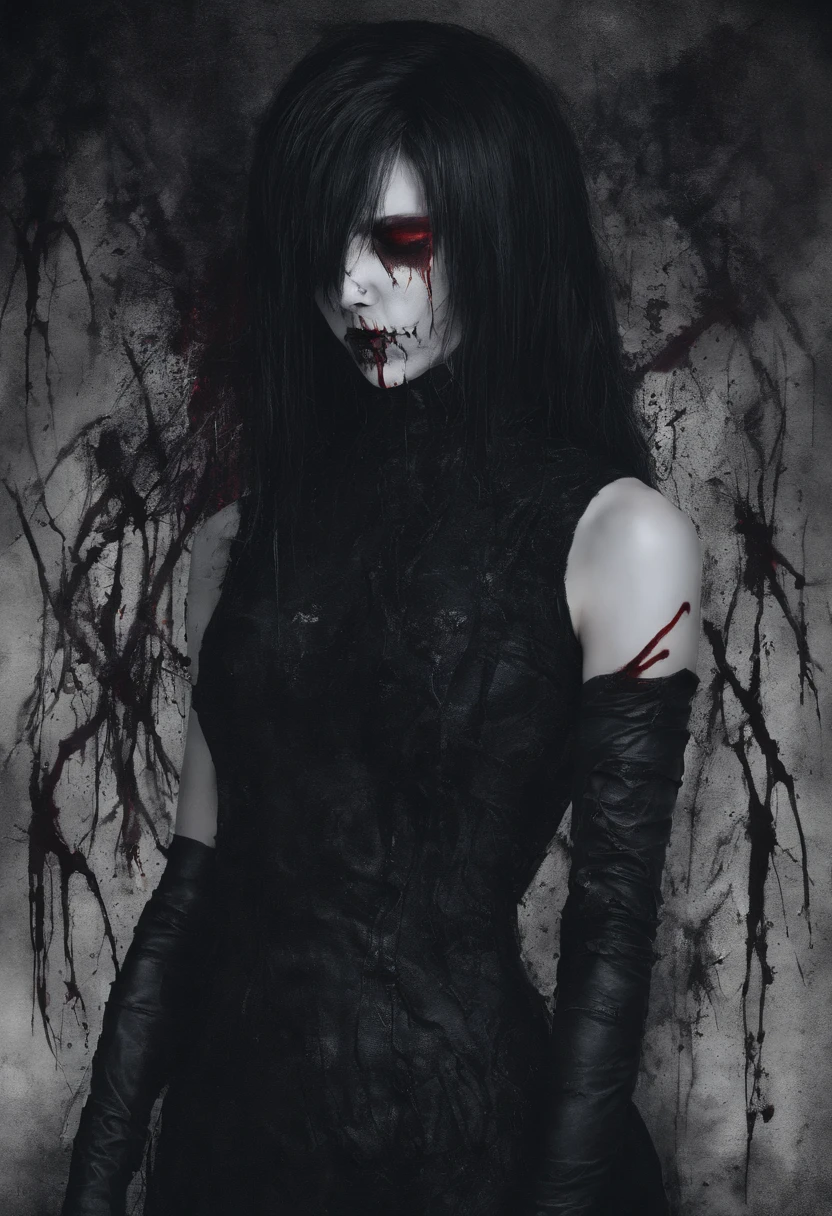 Undead sinner on her knees, forced anal sex, (anal rape:1.3), Sexual violence, hand on her head, holds her by the hair, (traces of beatings on her body:1.2), torn clothes, Sexual slavery, hellish torment, inferno