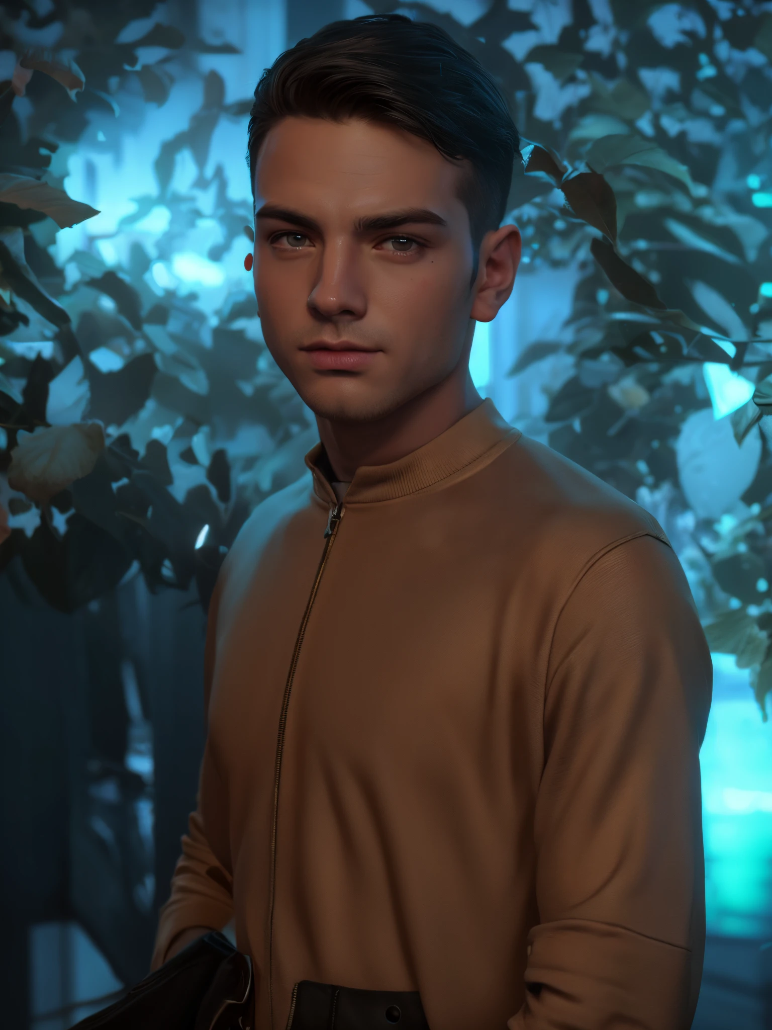 Change background cyberpunk handsome boy, Realistic face, 8k, ultra realistic