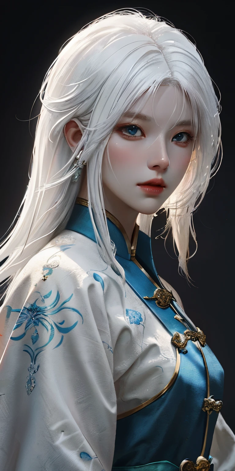 Close-up of a white-haired woman, beautiful figure painting, Guwiz, Guwiz style artwork, white-haired god, Yang J, epic exquisite character art, amazing character art, Fan Qi, Wu Jun Shifan, Gu Wiz in Pixiv Art Station