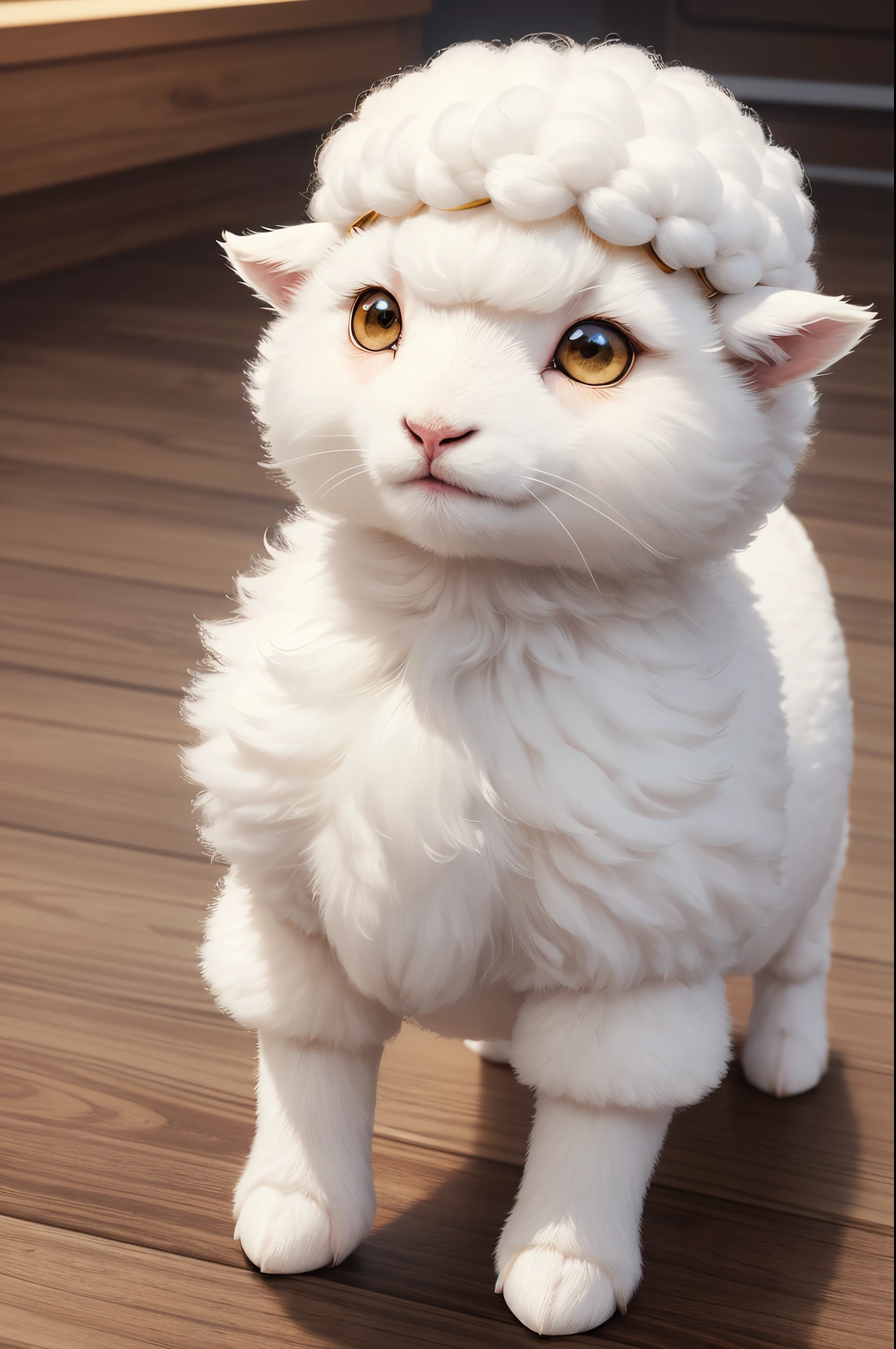 8K,1animal,single body,Cute little surreal pure white sheep with golden eyes wearing a rough costume、pure white male sheep,Chibi、Adorable and fluffy、Stand on two legs,Logo Design、comic strip、cinematic lighting effect、A charming、3D Vector Art、Cute and quirky、Fantasyart、bokeh dof、handdraw、digitial painting、Soft lighting、Isometric style、4K resolution、photo realistic render、Highly detailed clean、Vector image、A photorealistic masterpiece、professional photograpy、Simple space background、Flat white background、 isometry、vivid vector,in woods,