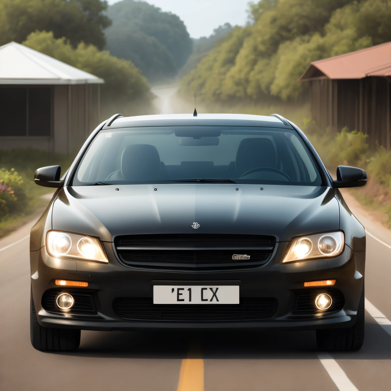 long car behind