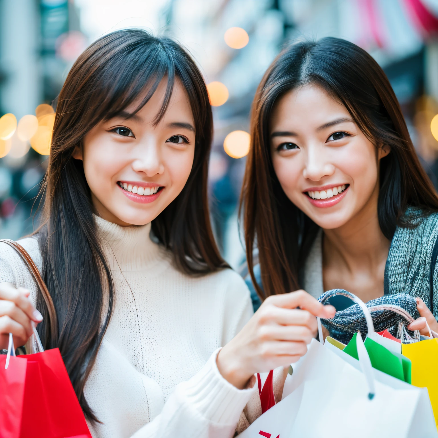 A beautiful Asian girl is shopping in Vietnam