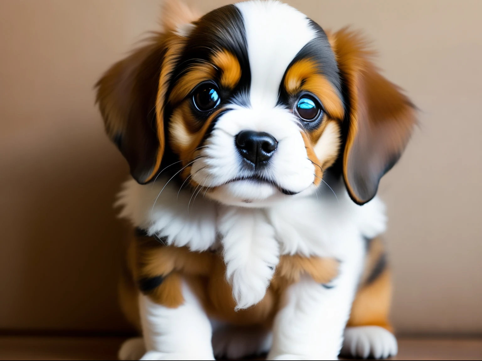 adorable puppy with fluffy fur and round eyes