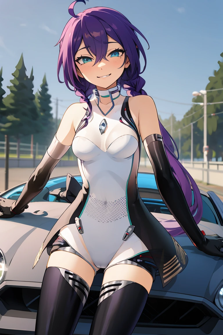 No underwear　Purple Bodysuit
