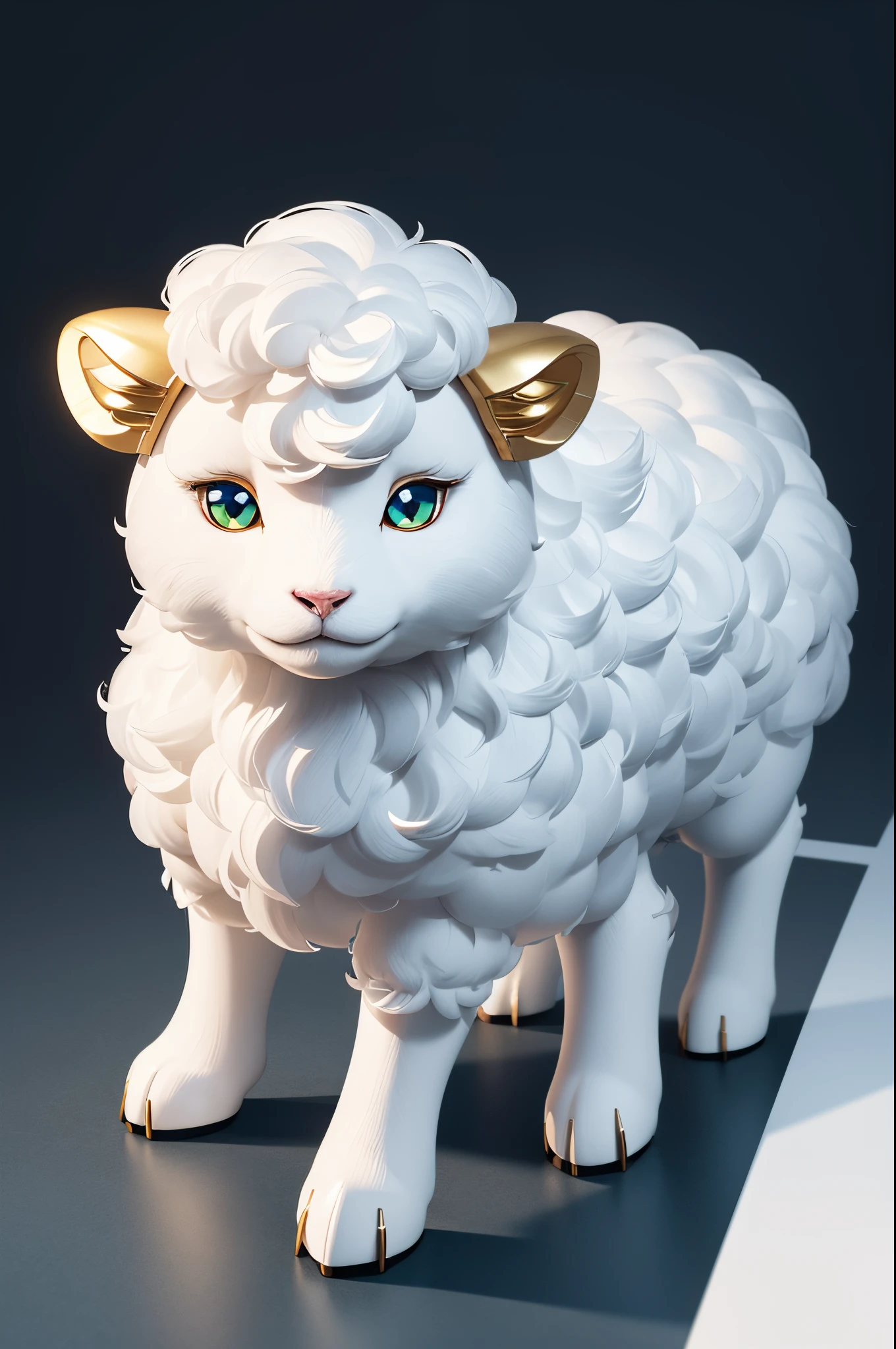 8K,1 body,Cute little surreal pure white sheep boy with golden eyes standing on two legs、pure white male sheep、Chibi、adorable and fluffy、Stand on two legs、Logo Design、comic strip、cinematic lighting effect、enticing、3D vector art、cute and quirky、Fantasyart、bokeh dof、handdraw、digitial painting、Soft lighting、Isometric style、4K resolution、photo realistic render、Highly detailed clean、Vector image、A photorealistic masterpiece、professional photograpy、Simple space background、Flat white background、isometry、vivid vector、