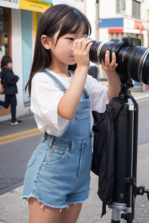 Girl taking a picture of a dog with a camera