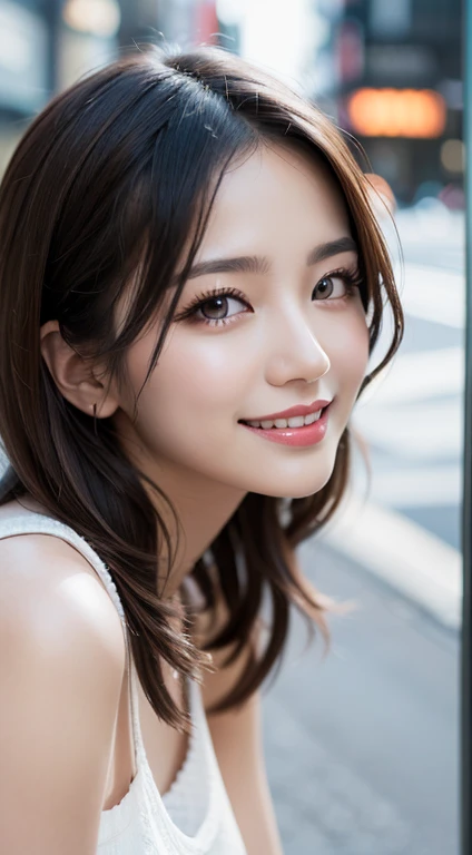 masutepiece, Best Quality, Illustration, Ultra-detailed, Full body、finely detail, hight resolution, 8K Wallpaper, Perfect dynamic composition, Beautiful detailed eyes, Women's Fashion Winter,Bob Hair, Natural Color Lip, Bold sexy poses,Smile,Harajuku、younggirl、Cute
