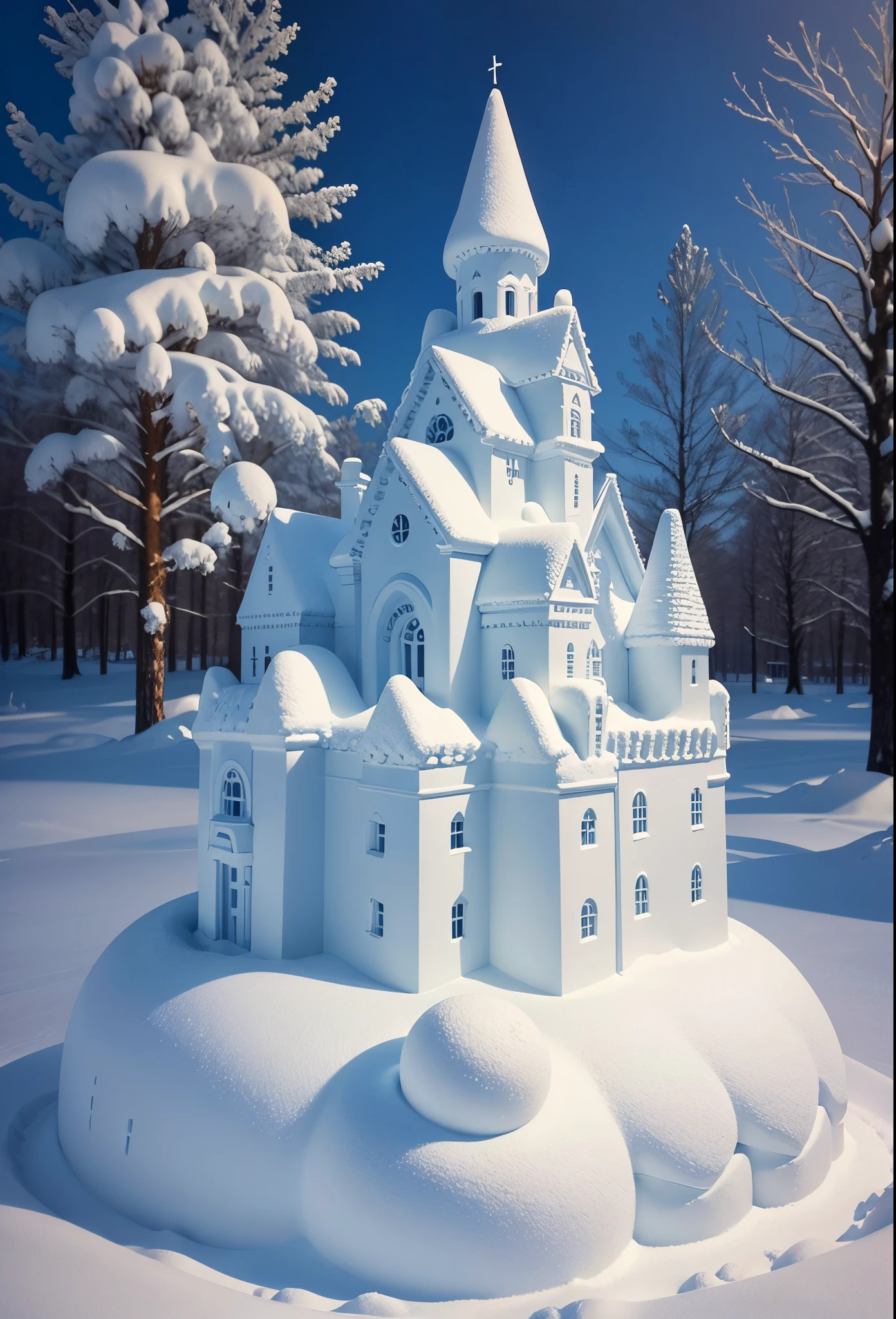 snow sculpture art,snow sculpture castle,Make a snowman,Make sculptures from snow,Children playing happily in the snow