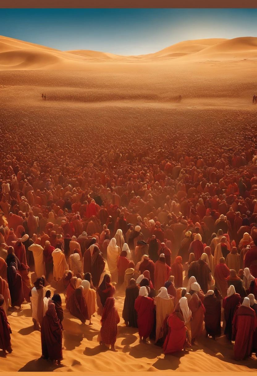 The Exodus of Moses、A large crowd crossing a dry part of the ocean、600,000 people、A large crowd crosses the dry ocean floor