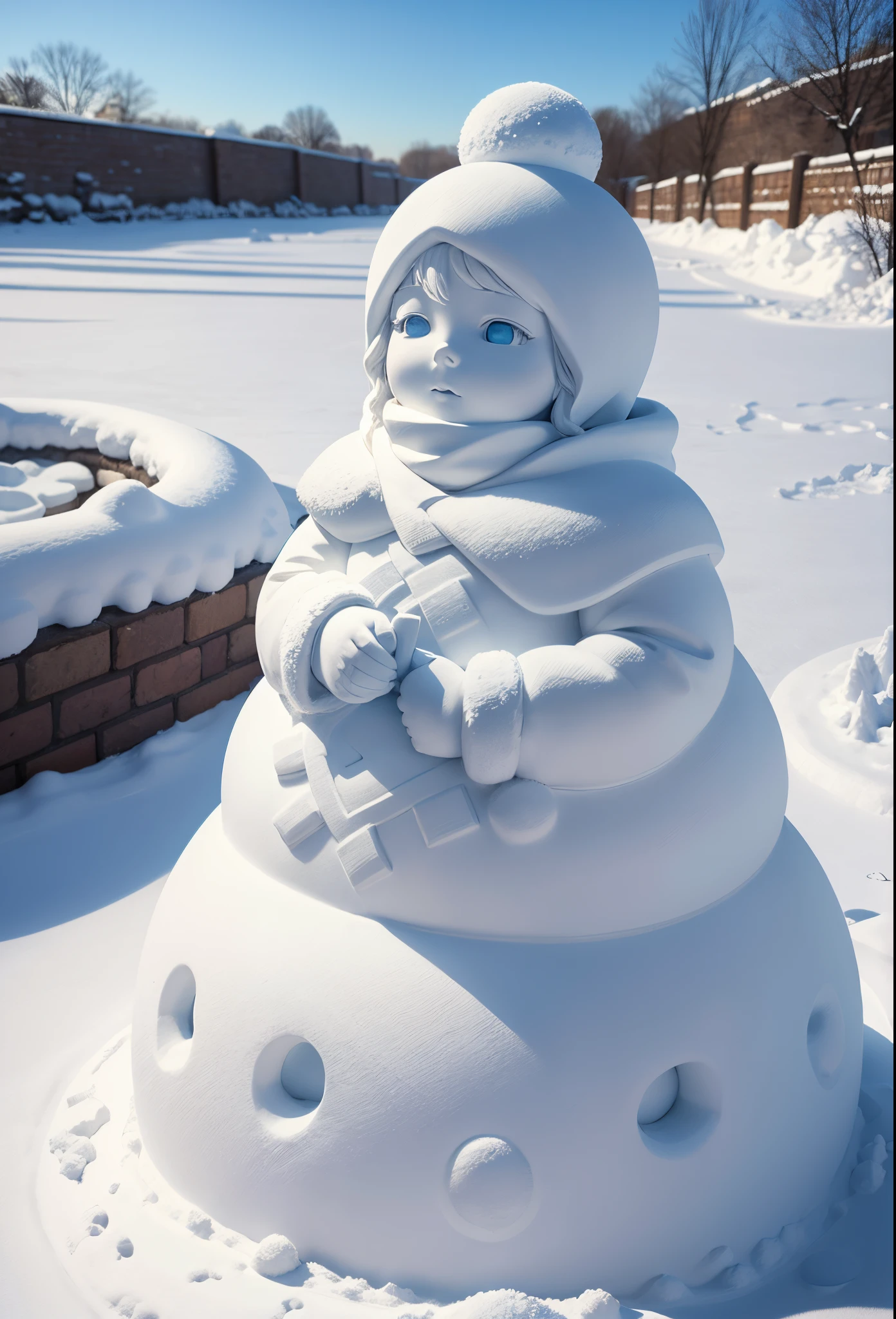 snow sculpture art,snow sculpture castle,Make a snowman,Make sculptures from snow,Children playing happily in the snow