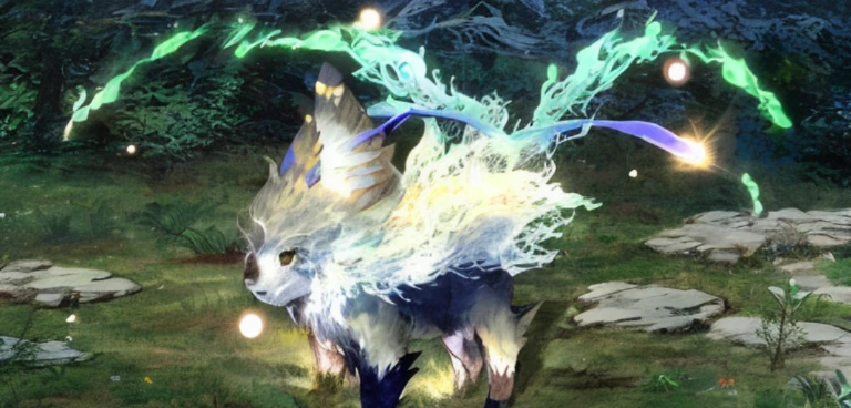 A very cute animal is standing in the grass, from xenoblade chronicles, a mythical creature, a mythical creature, Moon Riyasu, Anthropomorphic rabbit, [[Fantasy]], final fantasy 14 sharp, Hybrid creatures, blade and soul, ffxiv heavensward, Albinomistic, fantasy creature, from bravely default ii, Mizutsune