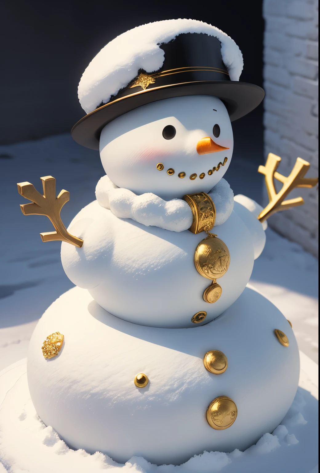 Make a snowman,Make sculptures from snow,jeweled snowman,Gold accents,