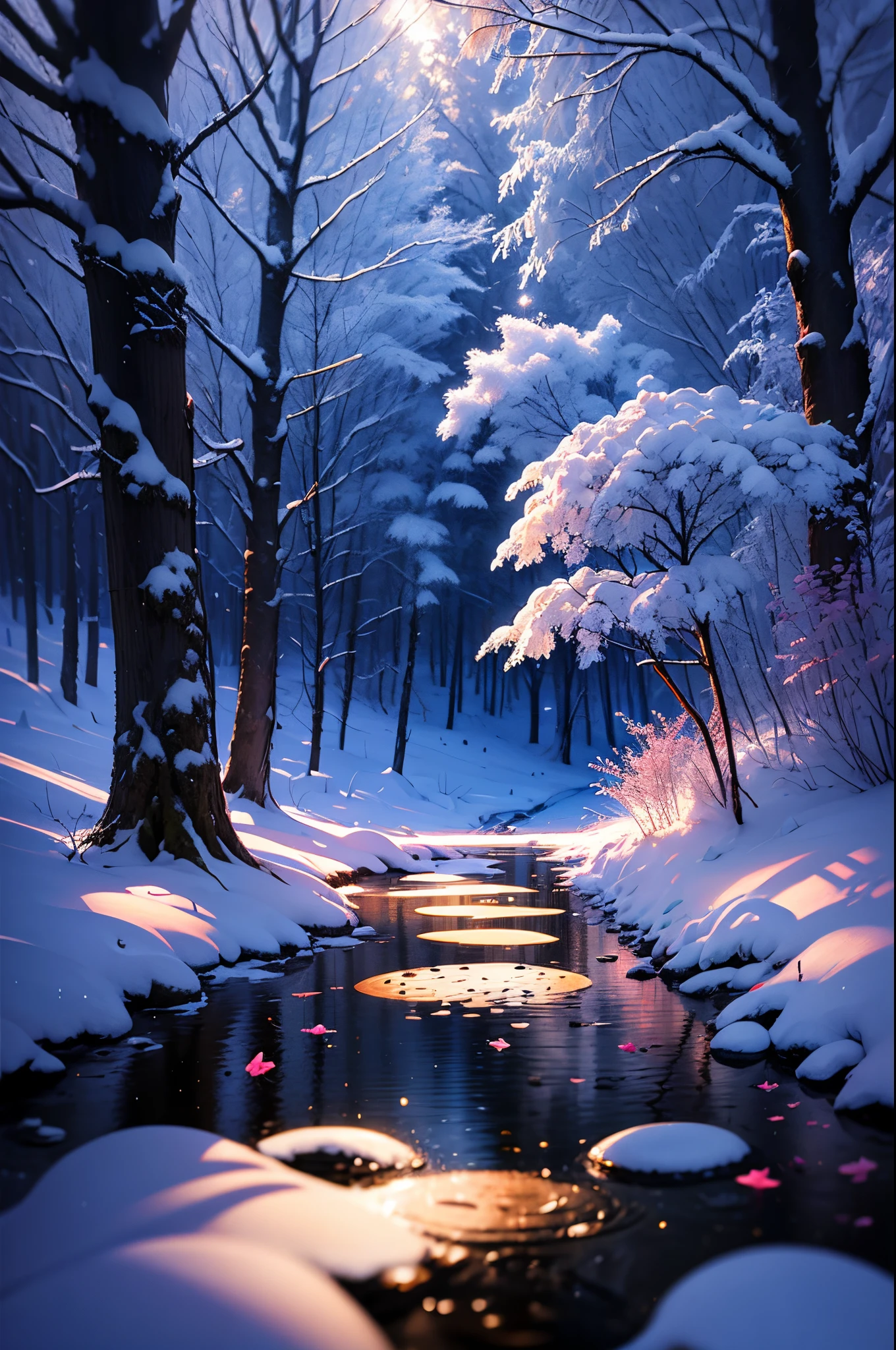 5--old l happily builds a big snowman,snowflower,at winter season,Thick snow,footprints,Colorful,like a dream,in pink,Disney animation style,Disney animated film style,((Best quality at best)), ((tmasterpiece)), Enhanced dynamic viewing angle,,flowers blooming,Cottage in the woods,glowing effect,ultra - detailed,Works of masters,high high quality,8K分辨率,depth of fields,电影灯光,epic shooting,high high quality,ultra - detailed,Detailed pubic hair,Accurate,电影灯光