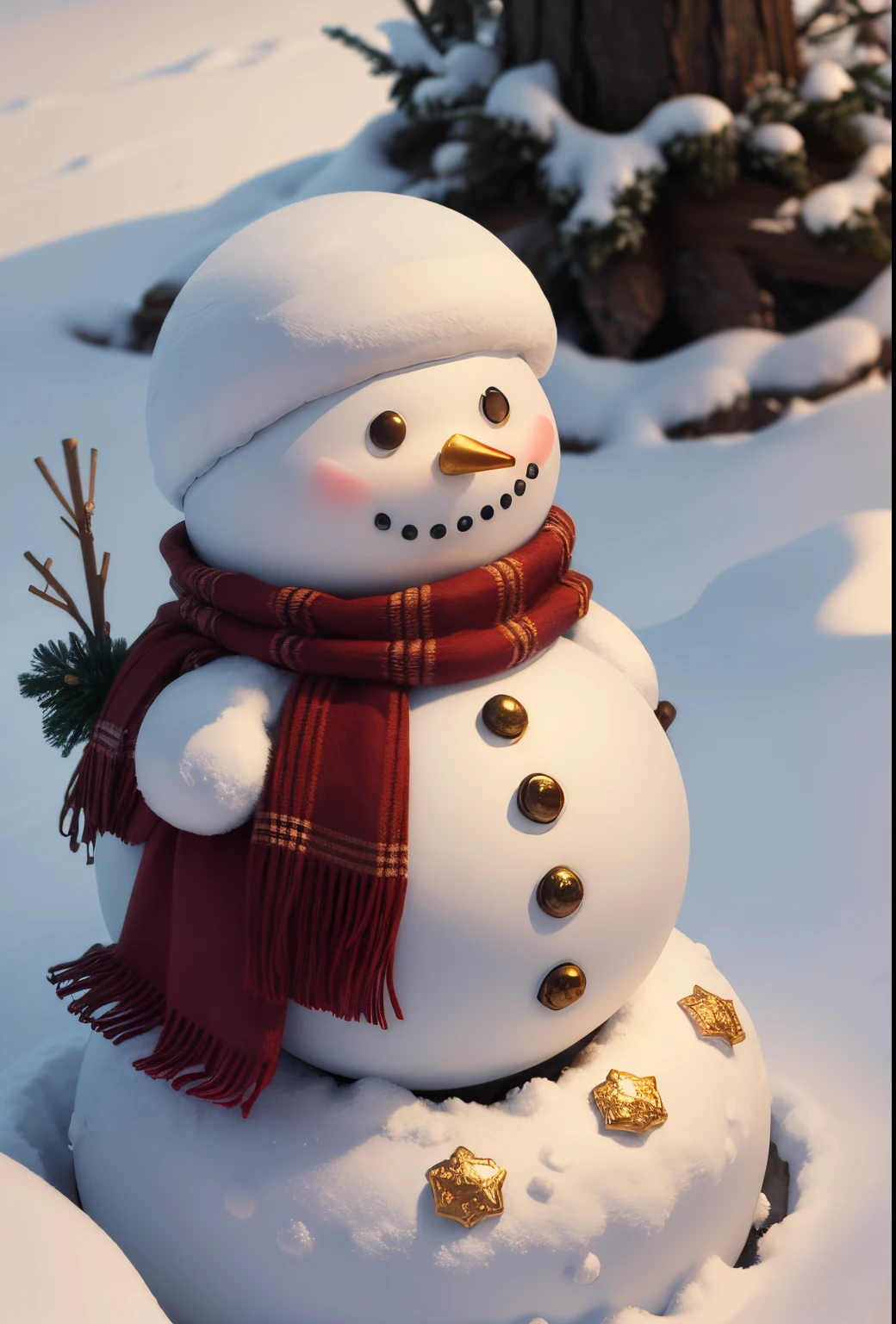 Make a snowman，Make sculptures from snow，jeweled snowman，Gold accents，