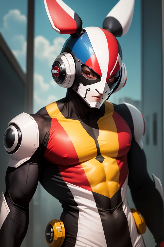 (best quality,4k,8k,highres,masterpiece:1.2),ultra-detailed,(realistic,photorealistic,photo-realistic:1.37),Female Villain commander from Super Sentai,leading a squad of troopes,hypnotic bright eyes,powerful and mysterious aura,dark lipstick and sharp facial features,bold and confident expression,commanding posture,wearing a black tight-fitting bodysuit embellished with silver armor plates,gloves with sharp claws and black boots,animated look of the troopes,each troope wearing a different colored suit: red, blue, yellow, and green,unified troopes' helmets with unique designs matching their suit colors,energy weapons in their hands,futuristic cityscape as the backdrop,neon lights reflecting off their armor,mixed with shadows and mist for a dramatic effect,action-packed scene filled with intense energy,Sci-fi concept art style,vibrant and contrasting colors,enhanced with magenta and electric blue tones,studio lighting,emphasizing the details of the characters and the environment.