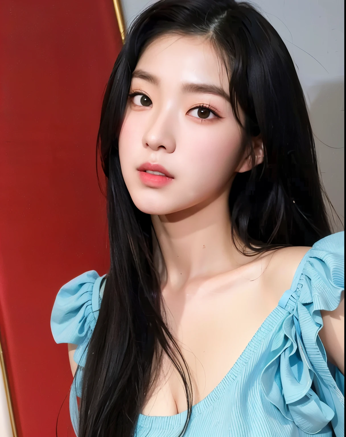 Araffed Asian woman with long black hair wearing a blue top, Hermosa mujer surcoreana, Chica coreana, ulzzang, Jinyoung Shin, Hermosa joven coreana, Hermosa joven coreana, dilraba dilmurat, Retrato Jisoo Blackpink, Wan adorable cara coreana, Heonhwa Choe, maquillaje popular de Corea del Sur, Jisoo de Blackpink, Jaeyeon Nam
