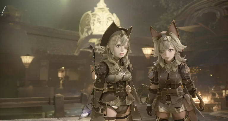 Anime character in costume and hat standing in front of the fountain, final fantasy 14 style, tranding on pxiv, final fantasy 1 4 screenshot, final fantasy 14 sharp, final fantasy 1 4, final fantasy xiv, FFXIV, Trends in PXIV, ffxiv heavensward, lalafell, thancred waters in style of wlop