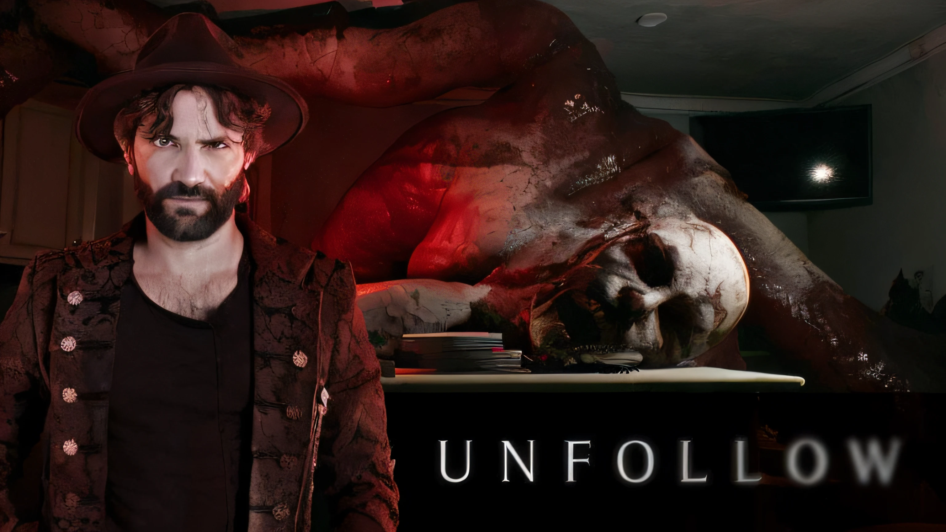 sharpened man in front of a frightening statue of a man, Profano, Falta de vida, Imagens perturbadoras encontradas, estranho, incomum, unholy union, cinematic unreal 5, arte do personagem do motor irreal, desfocar, irreal 5, Inquietante, irreal5, Unforgiven, desarticulado, unfathomable horror, Unfotable Studio, unedited
