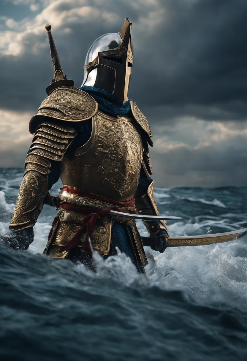 armor sinking into the sea、The sword、armor floating in the sea、The sword、Sinking into the sea、s Armor、The sword、at the bottom of the sea、The sword