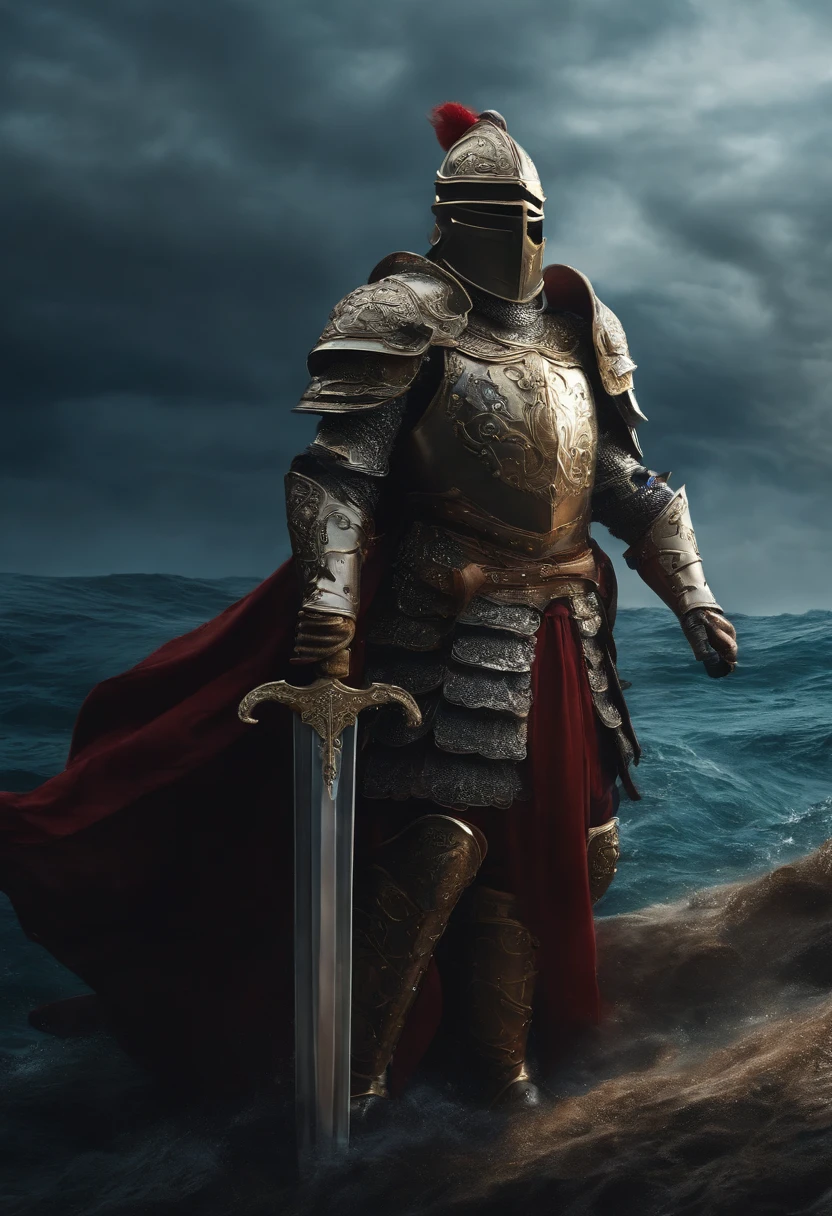 armor sinking into the sea、The sword、armor floating in the sea、The sword、Sinking into the sea、s Armor、The sword、at the bottom of the sea、The sword