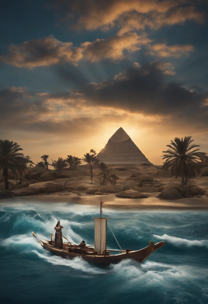 egyptian sinking into the sea、The sword、egyptian floating in the sea、The sword、Sinking into the sea、The sword、wheels、wheels、a person、person sinking to the bottom of the sea、The sword、Egyptians swallowed by the sea