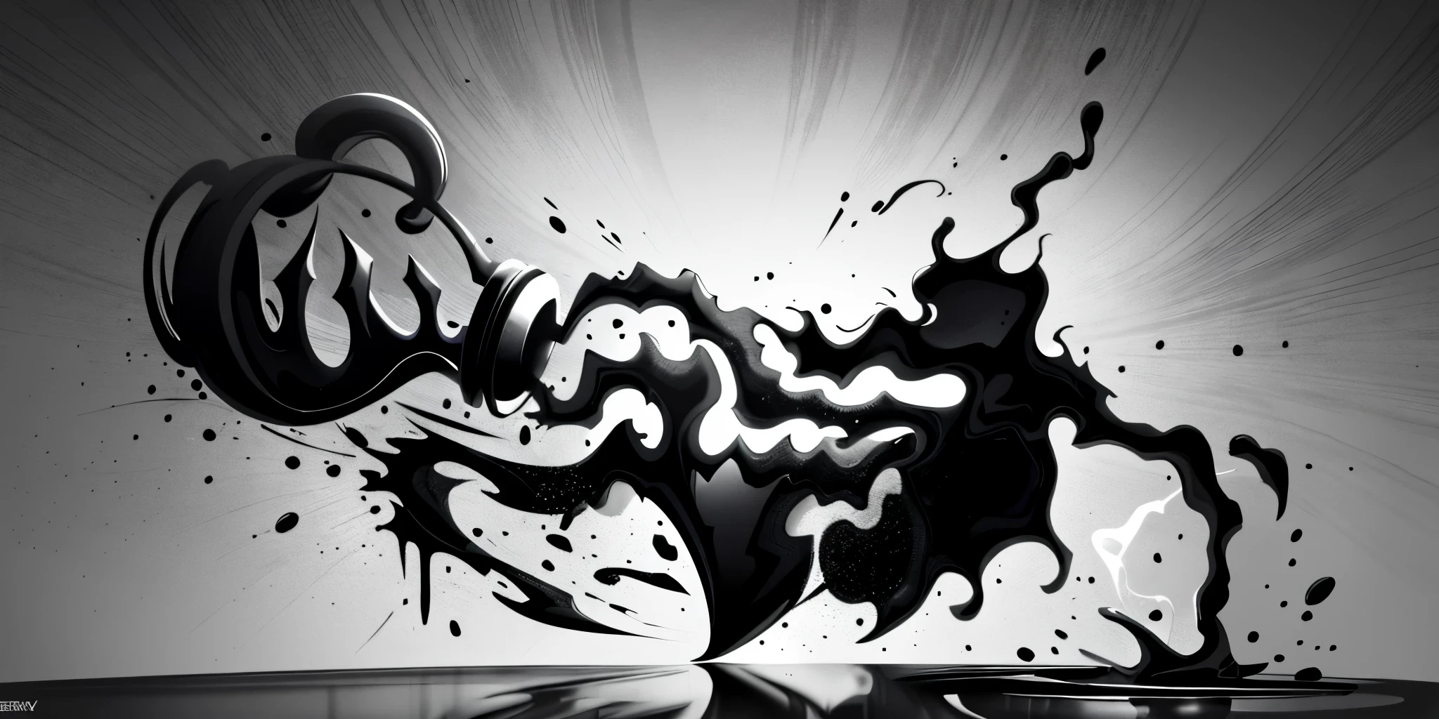 ((vector)), ((logo)), ((illustration)) black and white 2d line illustration of a alabaster vase pouring liquid, featured on pixabay, brush lines, ink splash, black ink outline, pouring, stylized silhouette, hokusai, ink outline, dark ink, potion, logo, liquified, old school tattoo, white background, high contrast illustration, liquid smoke, black ink illustration, Conceptual art, best quality, no light