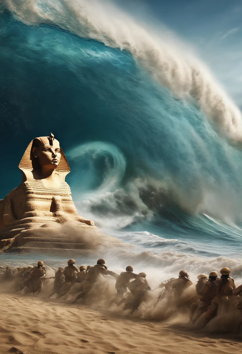 Egyptians swallowed by tsunami、Pharaoh swallowed by tsunami、Egyptian troops hit by tsunami