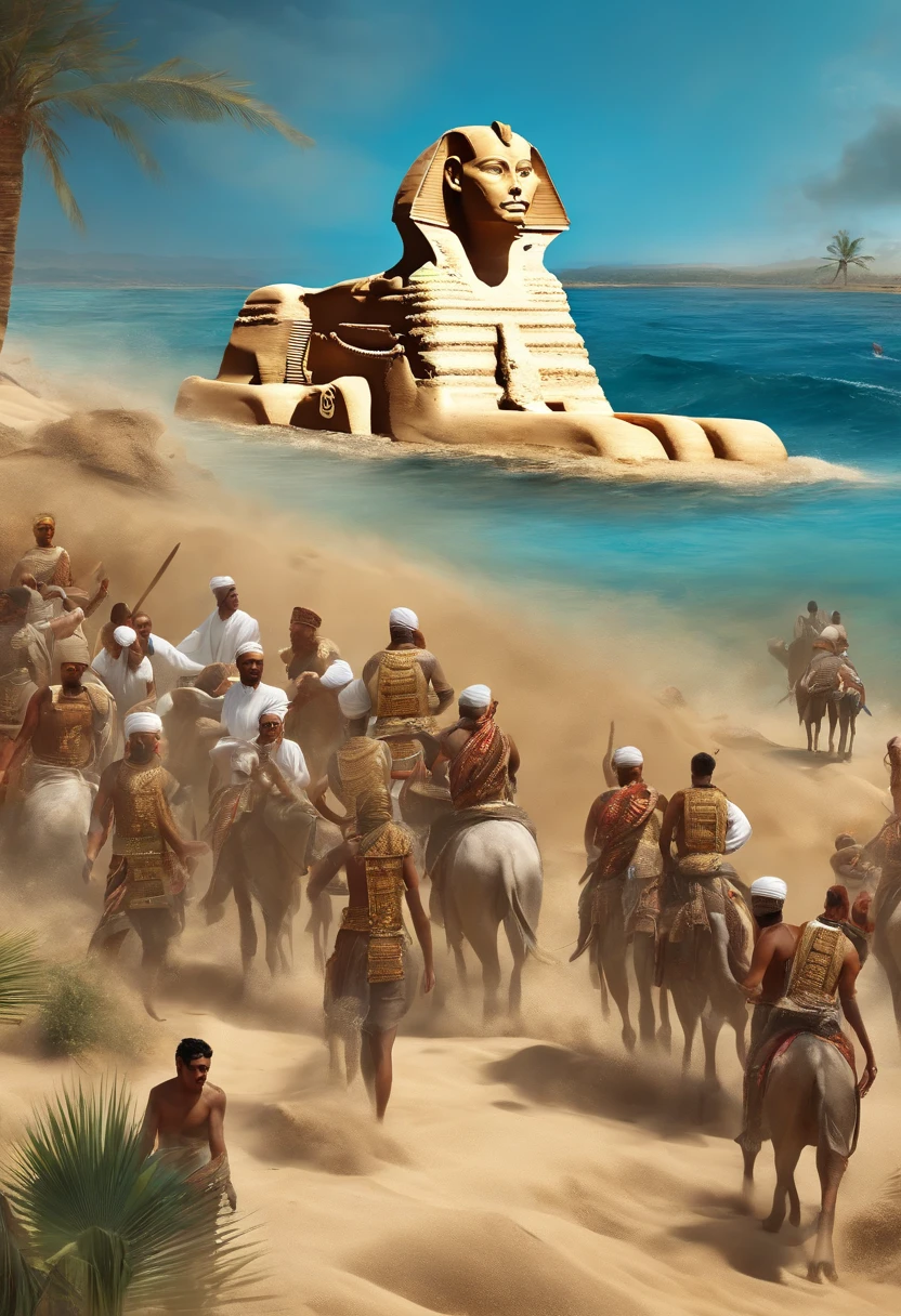 Egyptians swallowed by tsunami、Pharaoh swallowed by tsunami、Egyptian troops hit by tsunami