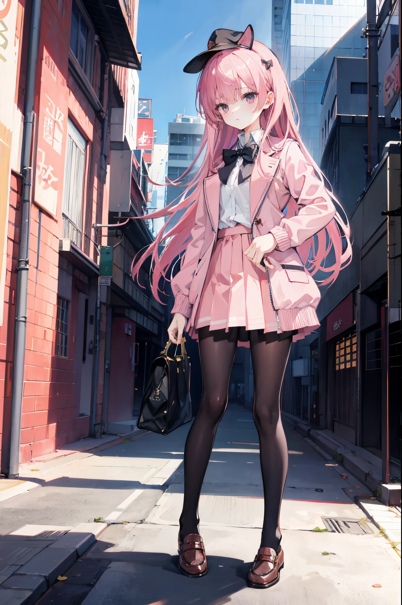 mitsukasa ayas,校服,jaket,The shirt,lacepantyhose, A high resolution, urban backdrop