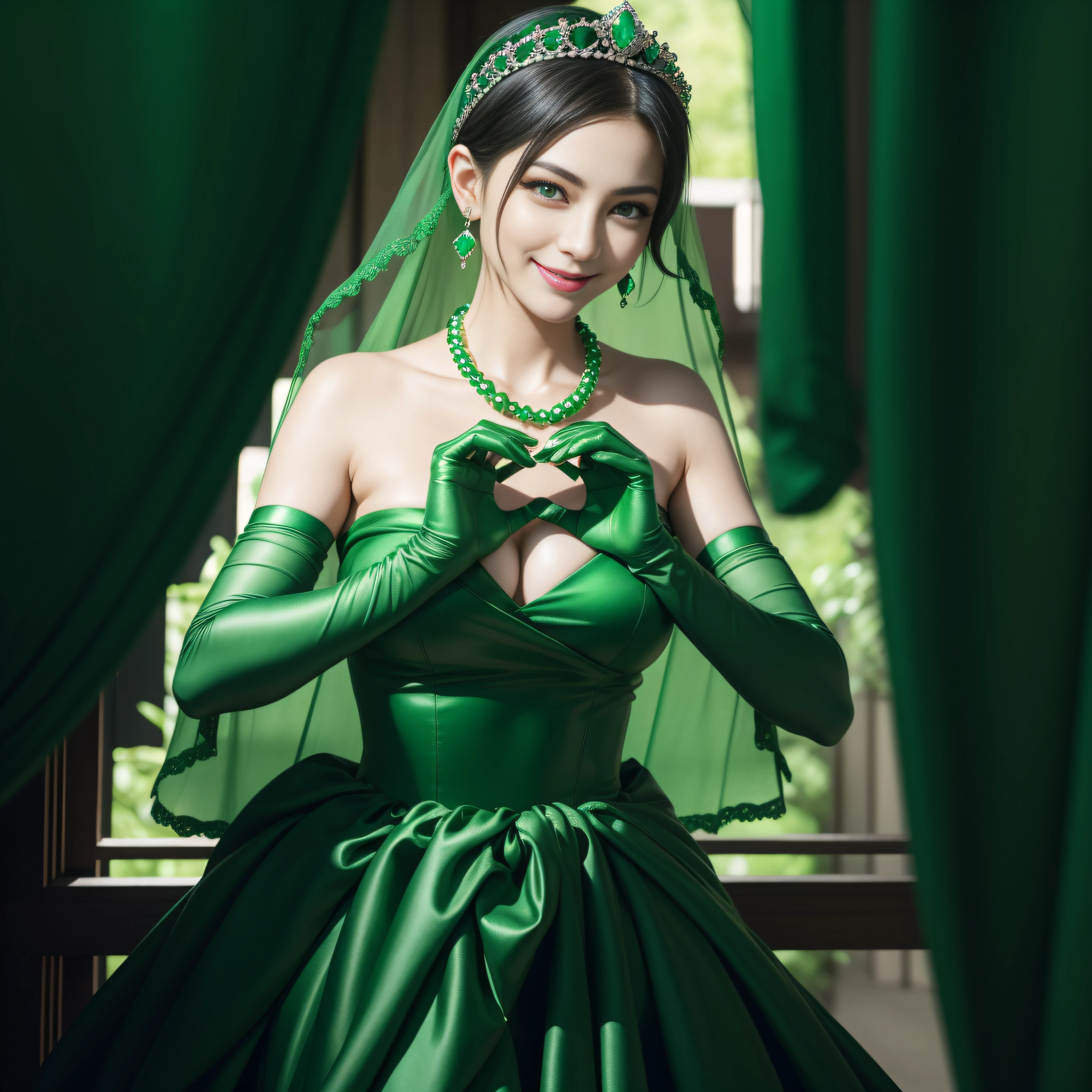 Araffe woman in a green dress and tiable posing for a picture - SeaArt AI