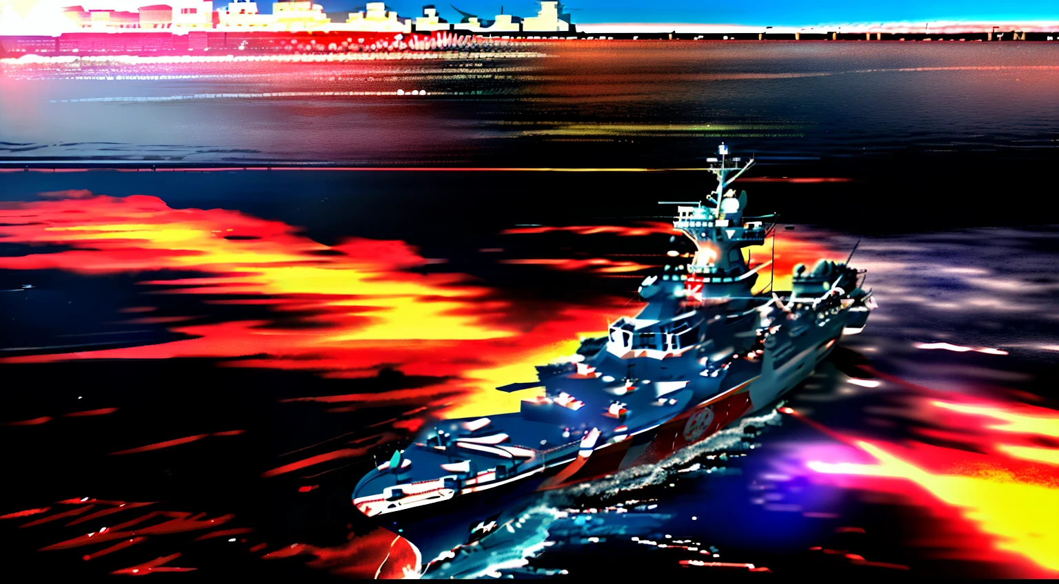 arafed navy ship in the middle of the ocean with a flag on it, realistic warship design, warships, realistic military carrier, rendered in arnold engine, ssao 8 k, rendered in redshift, rendered in 32k huhd, rendered in corona, warship, rendered in povray, game cg, rendered in rtx