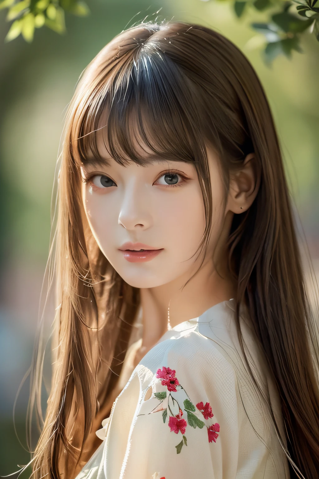 portrait、Topless、bright look、twin tails、young shiny glossy white shiny skin、best looks、blonde reflection、Platinum blonde hair with dazzling highlights、shiny bright hair,、super long straight hair、Shining beautiful bangs、Sparkling crystal clear charming big blue eyes、Very beautiful and adorable 12 year old girl、rich bust、White and beautiful blouse、I can see the collarbone、((I could see the whole body))、beautiful face、broad shoulders、Loosening perm、No bra、