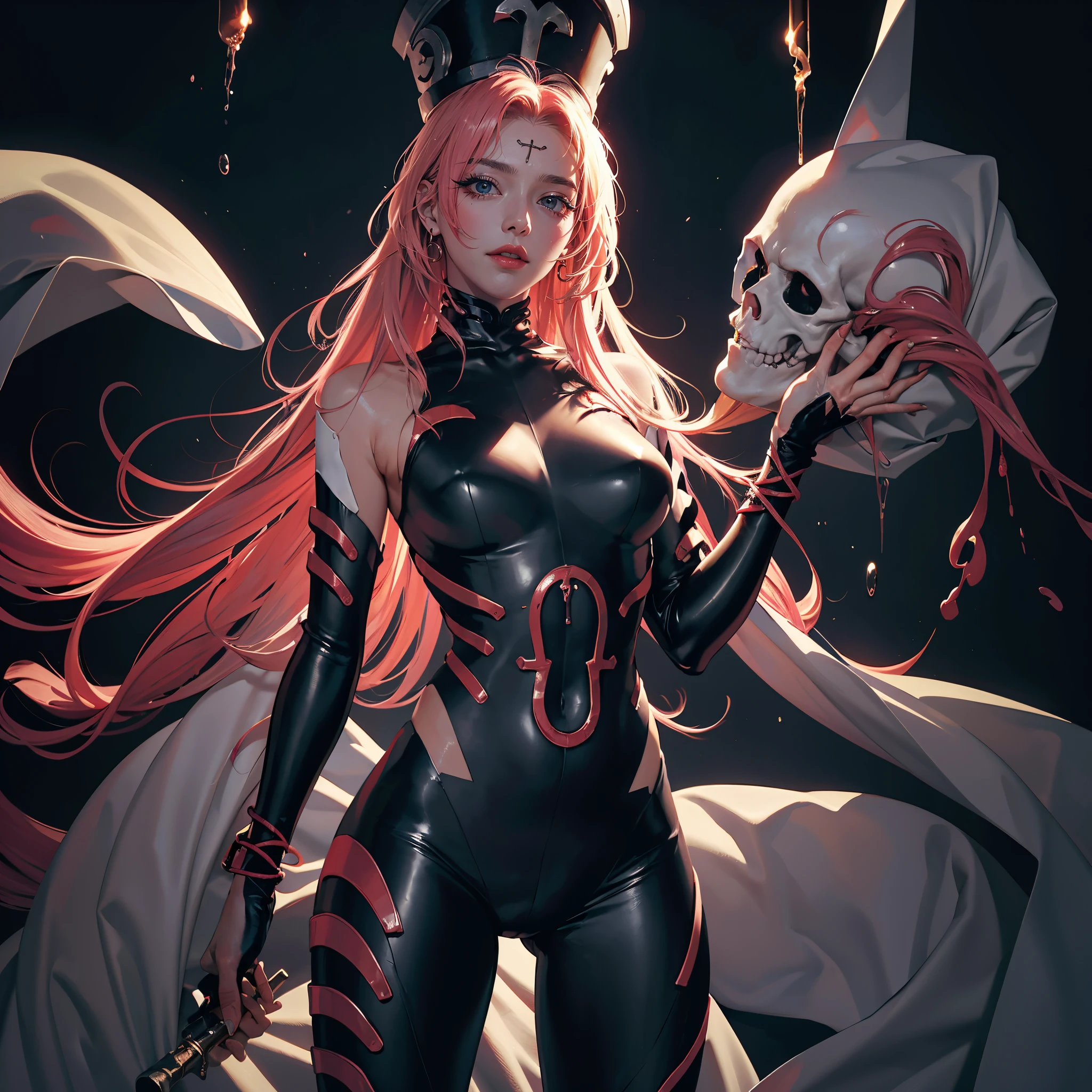 WZRY Sun Shangxiang QWLR, Sexy banshee,Alone:2,1个Giant Breast Girl,has cleavage,white straitjacket,face markings,Alone,with pink hair,long whitr hair,Very long hair, (Tights:1.5) Permanent,Camel toes,Female-led:2, Sadomasochism:2,Anatomical correct:2, The art of HR Giger and Beksinski come together in this detail, Grim, Sexy banshee full body close-up,Spread your legs apart:2,Bloodstained skeletons:1.5,drools:1.5,Stabbing the eyeball:1.5,naked brain:1.5,Beautiful face with lots of mucus:1.5, ,Tong_Show on the_pepperoni:2,A large number of homogeneous species:1.5,surface plasmon resonance:1.5,Anatomical correct:1.5, shackle_full clothing ,Psychedelic background,Pink smoke,Dark horror scene. Sharp Images, Rendered at 8K resolution using rim light,