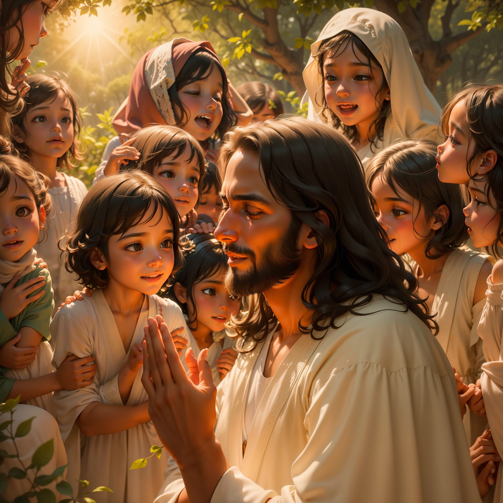 Draw Jesus Christ, a boy, along with his 12 friends (Disciples behind him inside the temple.