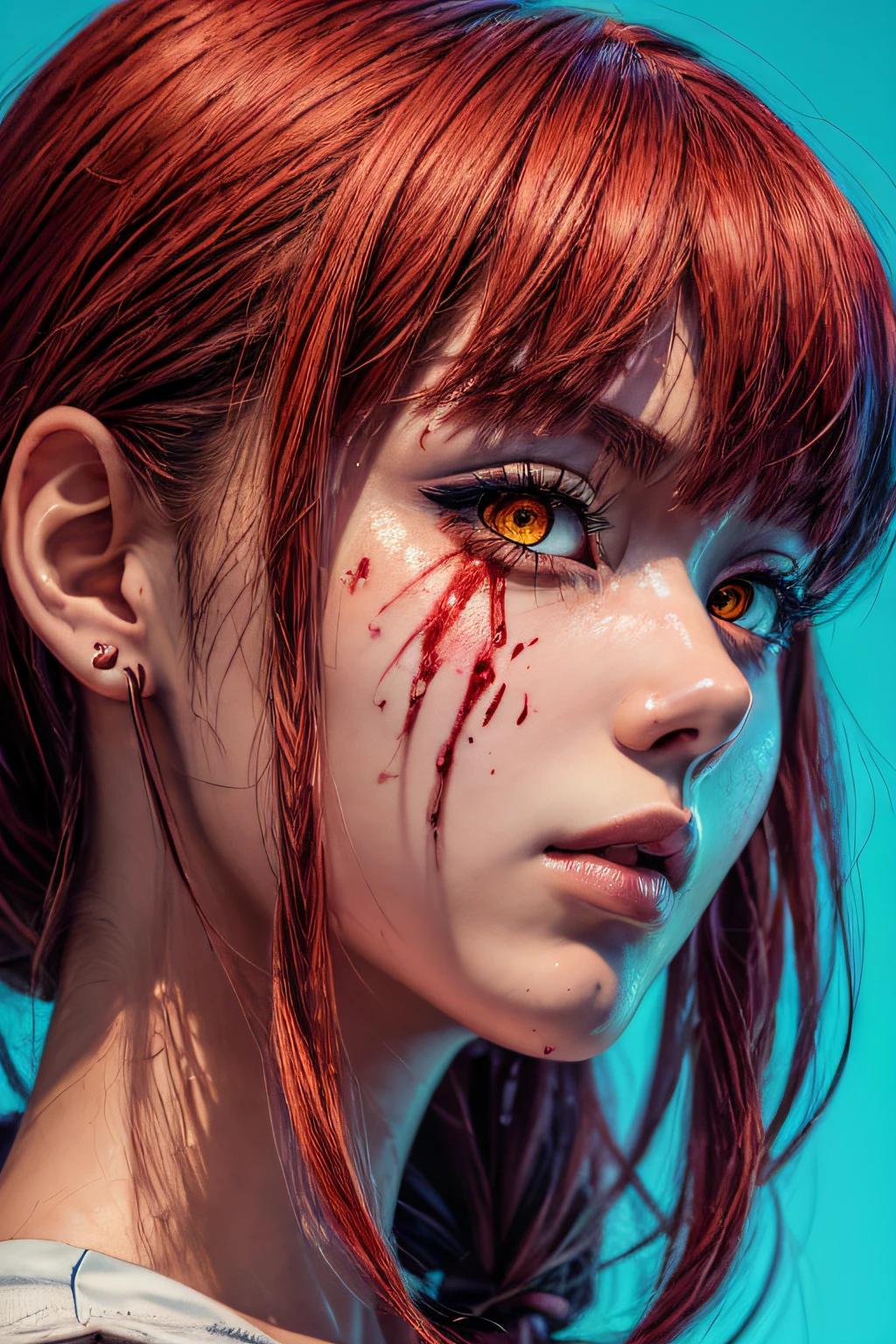 animemanga girl,Sword in hand,Blood splattered on his face, beautiful portrait of nami, nami one piece, nami from one piece, Nami, Female protagonist 👀 :8, annie leonhart, from one piece, portrait de shanks le roux, looking like annie leonhart