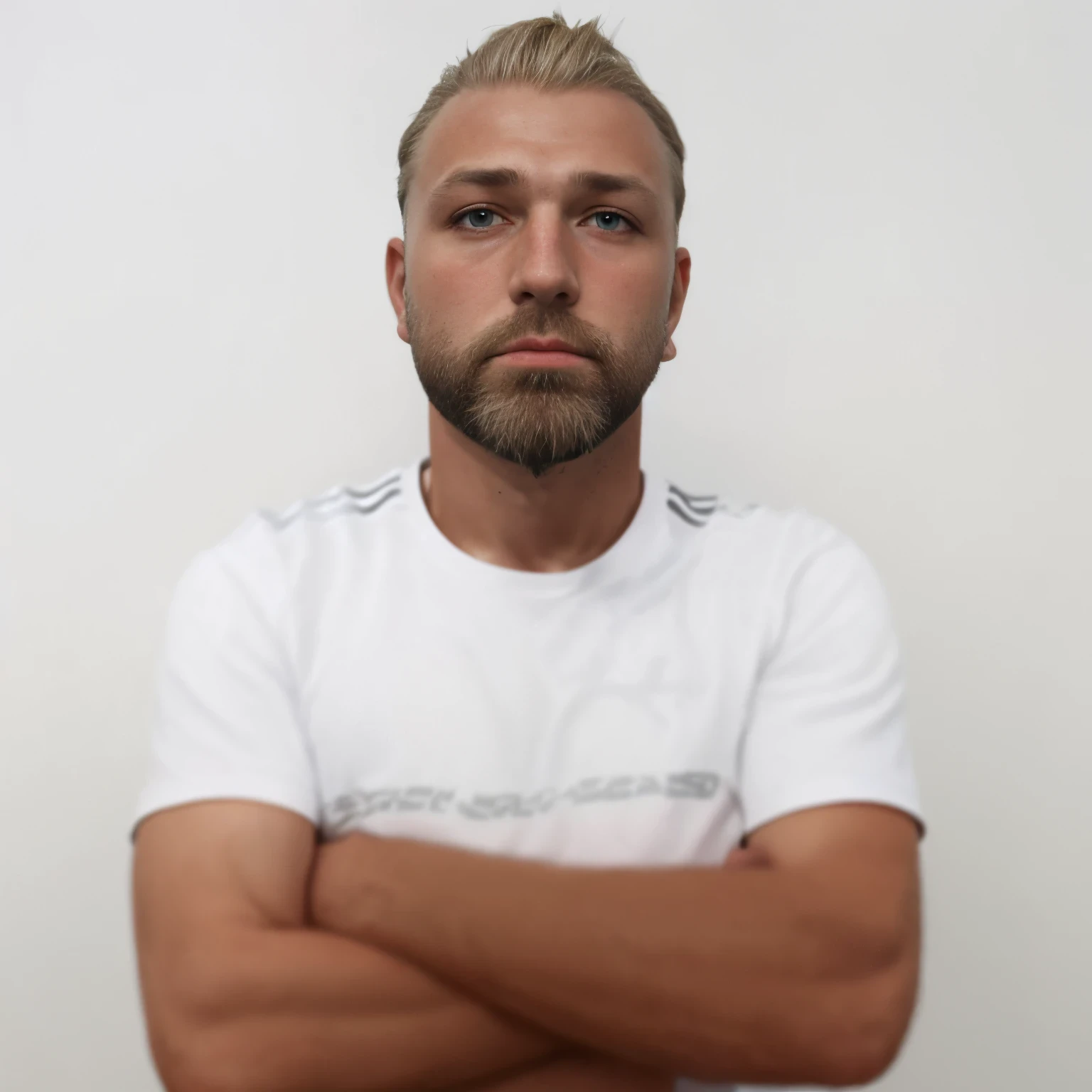German man with messy blond hair and short beard with cap and kisses