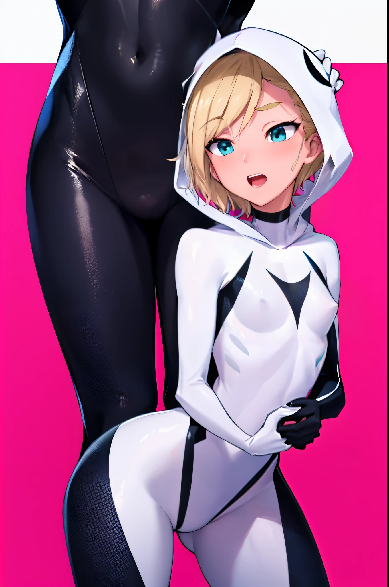 young girl spider-gwen gwen stacy skin-tight plugsuit fetish magazine into the spiderverse, group sex, multiple boys, explicit sexual images, faceless, hood, mask, hero mask, hardcore. rape, forced, grabbing, ultra detailed, small perky petite tits, slender body, ass, spiderverse style animation, many shafts throbbing, cum. mask on, hood up