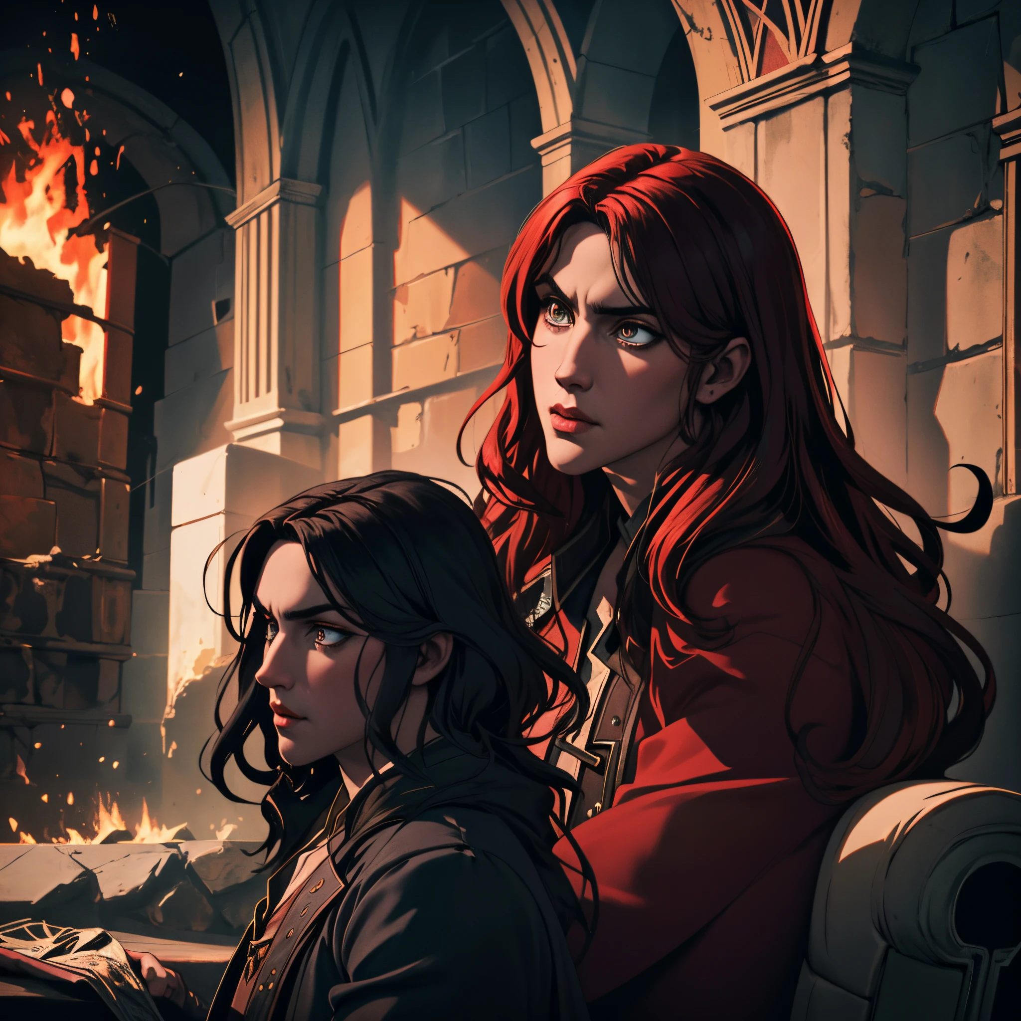 Castlevania Seigneur de l'ombre hyper réaliste super détaillé scènes cinématique des demons dans le fire ardent super détaillé cinématique scènes guerre