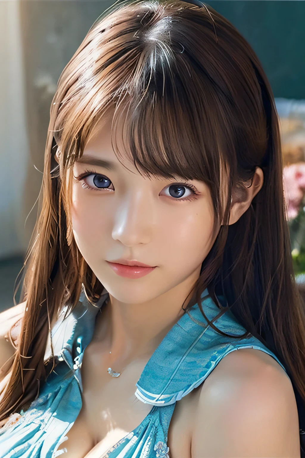 twin tails、shiny skin、 Very cute and beautiful face、Very shiny and beautiful skin、Very beautiful and cute sexy pale blue eyes beautiful very long shiny silky blonde hair、15 year old little very beautiful cute girl、Beautiful cute bright look、Clear double eyelids、