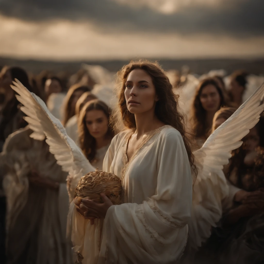Hundreds of angels descending from the heavens