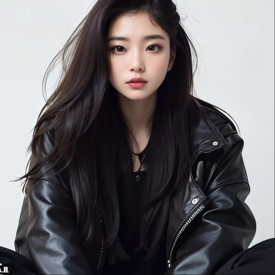 a close-up of a woman sitting on the floor in a jacket, asian features, Asian girl with long hair, young asian girl, Jaeyeon Nam, Jinyoung Canela, gemma chen, linda mulher coreana jovem, Xision Wu, Gongbi, a young asian woman, south east asian with round face, Lulu Chen, Mulher sul-coreana bonita, Beautiful Asian girl
