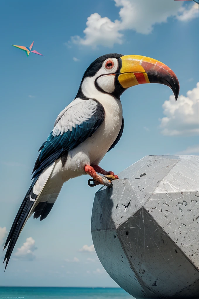 official art of a toucan, 8k wallpaper, ultra detailed, (((geometric form of a bird))), masterpiece ultra detailed, fills the entire frame, aesthetic